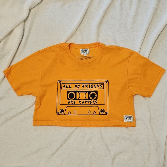 ALL MY FRIENDS ARE RAPPERS. Orange crop top. - Picture 2 of 3